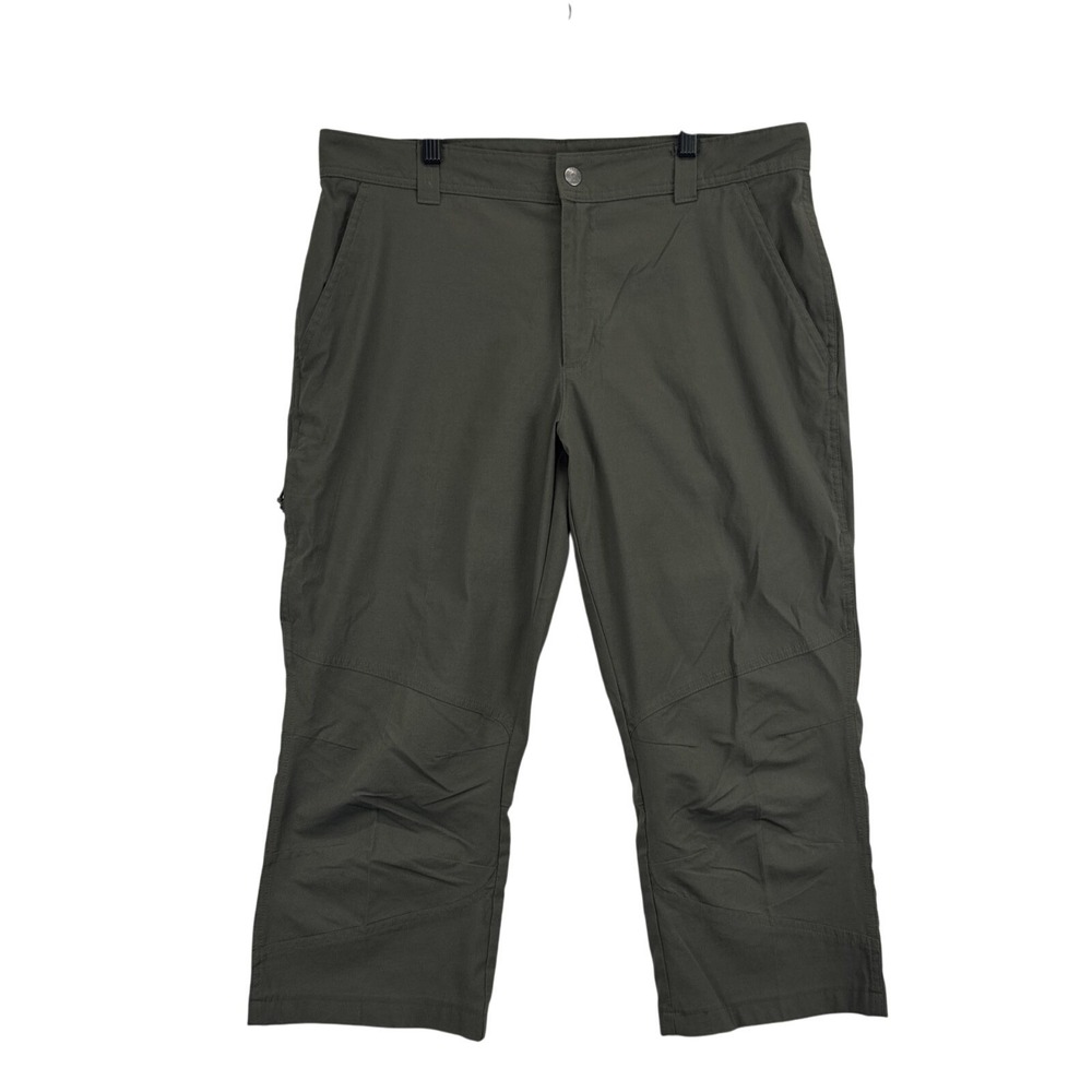Columbia Pants Mens 36x22 Green Nylon Stretch Hiking Cropped‎ Zip Pocket Outdoor